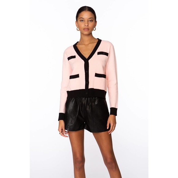 EllandEmm Sweetheart Cardigan Sweater Pink & Black Women's XS NWT - Picture 1 of 2